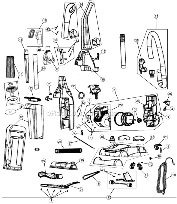 Page A Diagram and Parts List for M088911B  Dirt Devil Upright Vacuum